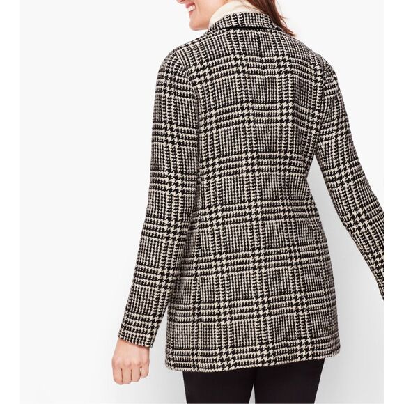 Talbots Jacket Blazer‎ Women 12 Houndstooth Cream Off White Dark Navy Blue Wool - Picture 15 of 15